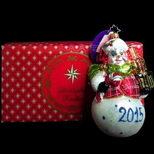 2015 Christopher Radko Ornament Snowman 'In the Brisk of Time' Presents NIB